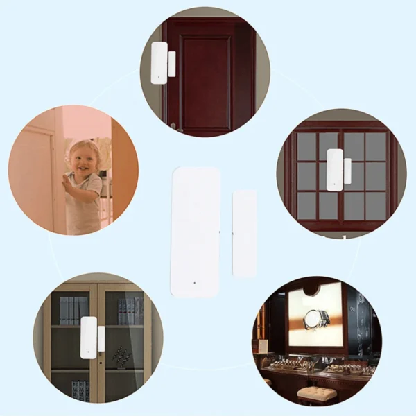tuya wifi/zigbee door sensor – smart window contact alarm | alexa & google compatible | home security system