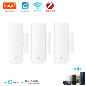 tuya wifi/zigbee door sensor – smart window contact alarm | alexa & google compatible | home security system