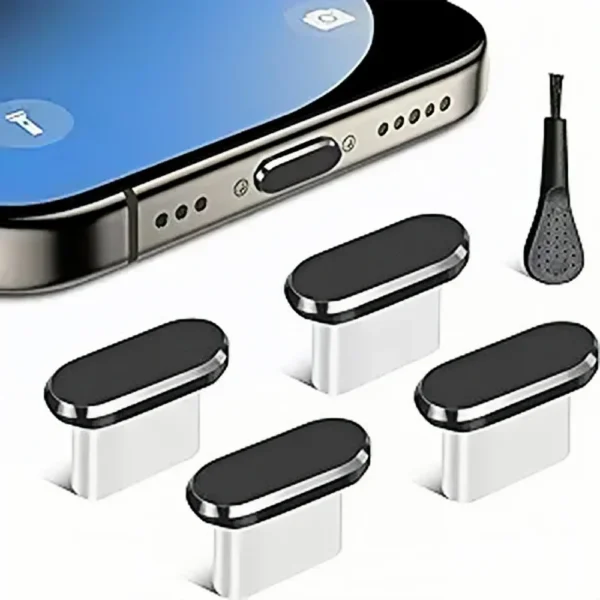 4 pack usb c dust plug set with cleaning brush